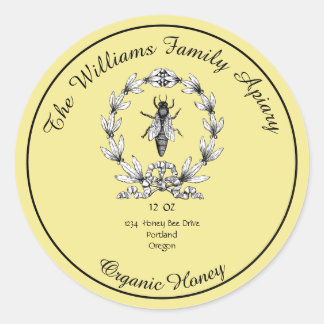 Honeybee Honey Jar Apiary Étiquette | Miel biologi