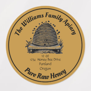 Honeybee Honey Jar Apiary Étiquette   Miel pur cru
