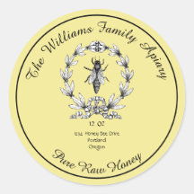 Honeybee Honey Jar Apiary Étiquette | Miel pur cru