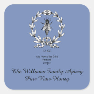 Honeybee Honey Jar Apiary Étiquette   Miel pur cru