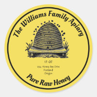 Honeybee Honey Jar Apiary Étiquette | Miel pur cru