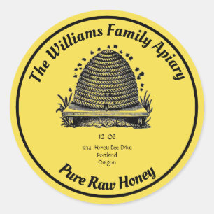 Honeybee Honey Jar Apiary Étiquette   Miel pur cru