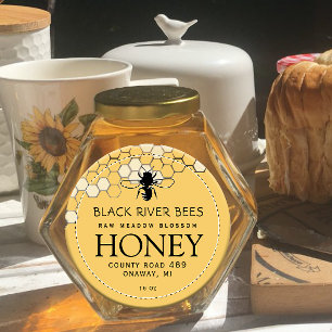 Honeycomb & Bee Raw Miel Étiquette Provence Jaune
