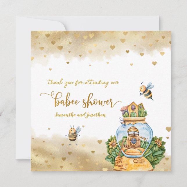 HoneyComb Bee thème Baby shower Carte de remerciem (Devant)