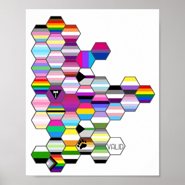 Honeycomb LGBT Pride Flag Poster (Devant)