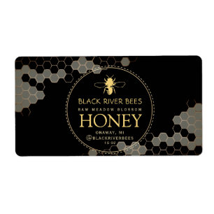 Honeypeb Bee Raw Honey Étiquette Black Shipping Ét