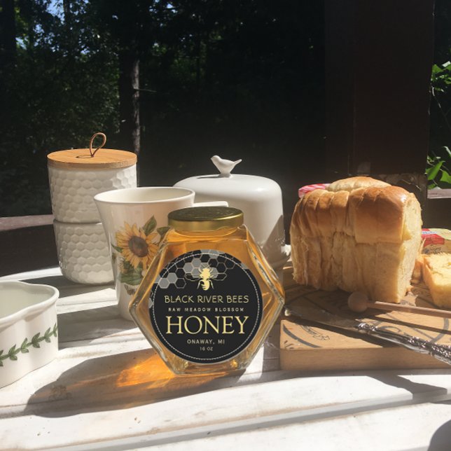 Honeypeb & Bee Raw Honey Étiquette Noir (Créateur téléchargé)