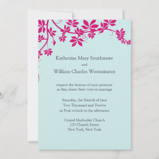 Honeysuckle et Tropical Blue Wedding Invitations
