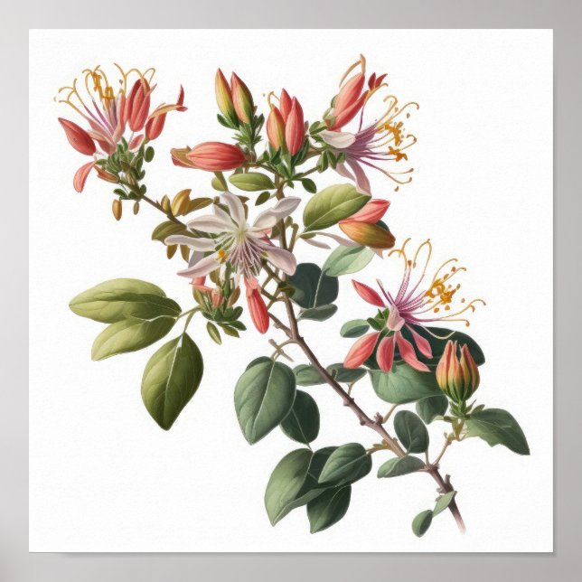 Honeysuckle Flowers Art Print Poster (Devant)