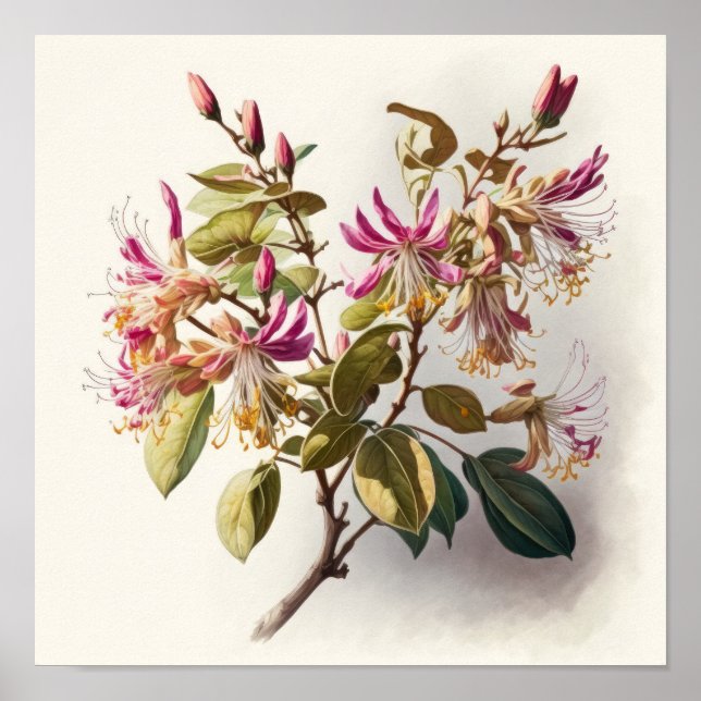 Honeysuckle Flowers Art Print Poster (Devant)