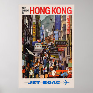 Hong Kong Chine Asie Voyage Affiche de voyage vint
