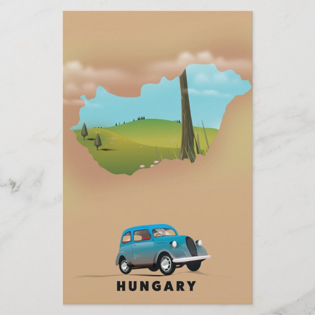 Hongrie Carte illustrée affiche de voyage (Devant)