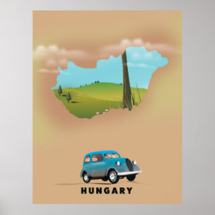 Hongrie Carte illustrée affiche de voyage
