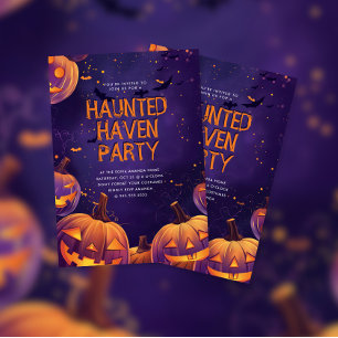 Honneur violet Haunted Haven Halloween Invitation 
