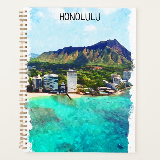 Honolulu Beach Hawaii Vue Vintage voyage (Devant)