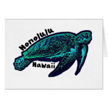 Honolulu Hawaii carte de voeux artistique de tortu