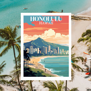 Honolulu, Hawaii : Carte postale Vintage voyage