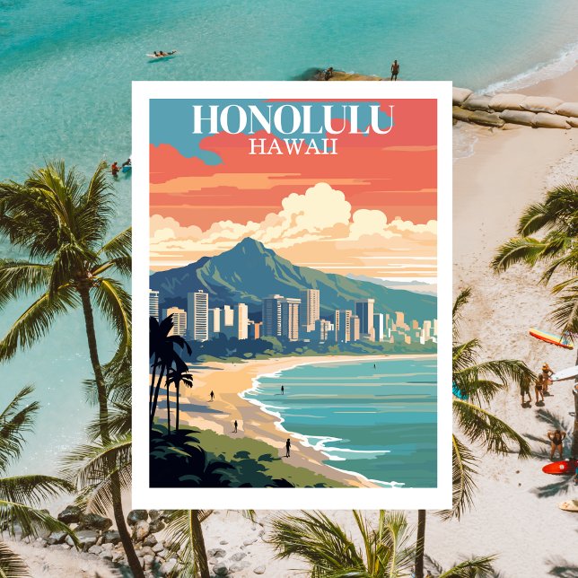 Honolulu, Hawaii : Carte postale Vintage voyage (Honolulu)