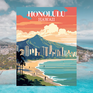 Honolulu, Hawaii : Carte postale Vintage Voyage