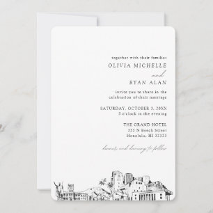 Honolulu Mariage Élégant Skyline Invitation