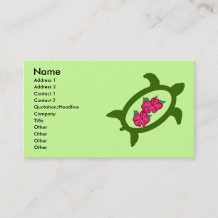 Honu avec la ketmie fleurit des cartes de visite