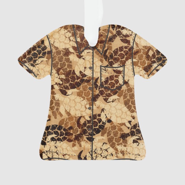 Honu Sea Turtle Hawaiian Faux Wood Aloha Chemise (devant)