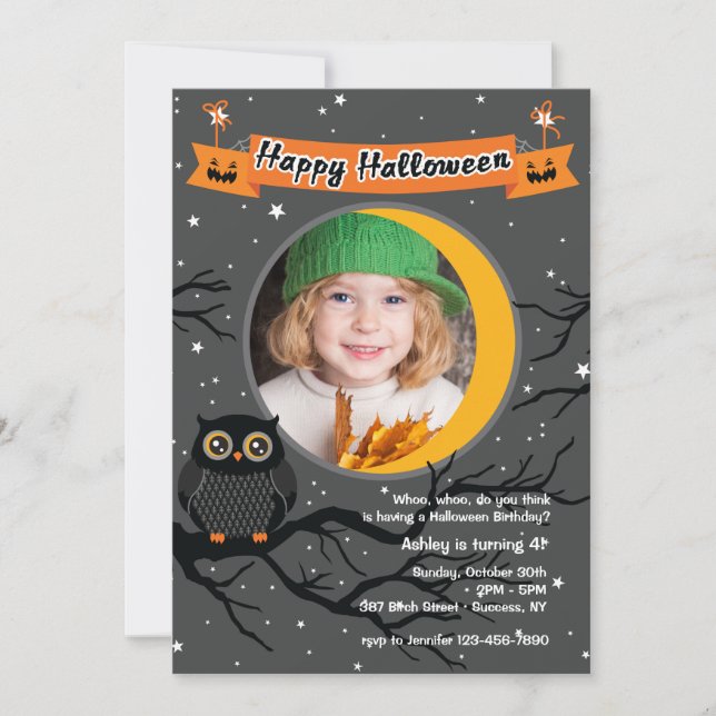 Hoo Hoo Photo Invitation Halloween (Devant)