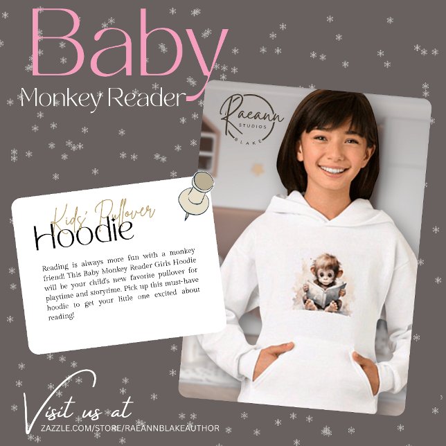 Hoodie bébé singe lecteur pour fille (Créateur téléchargé)