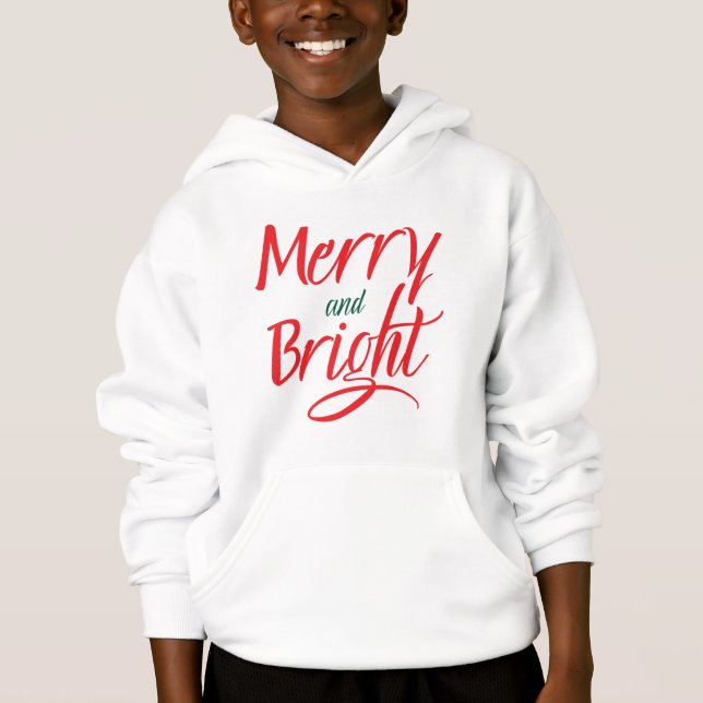 Hoodie : Merry and Bright (white) (Devant)