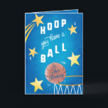 Hoop vous avez un ballon Kids basketball Carte d'a<br><div class="desc">Carte d'anniversaire de thème sportif,  ajoutez votre propre message ou photos à l'intérieur avant ou arrière. Libellé et illustration ©Becky Nimoy</div>