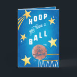 Hoop vous avez un ballon Kids basketball Carte d'a<br><div class="desc">Carte d'anniversaire de thème sportif,  ajoutez votre propre message ou photos à l'intérieur avant ou arrière. Libellé et illustration ©Becky Nimoy</div>