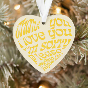 Ho'oponopono Texte en forme de coeur Jaune