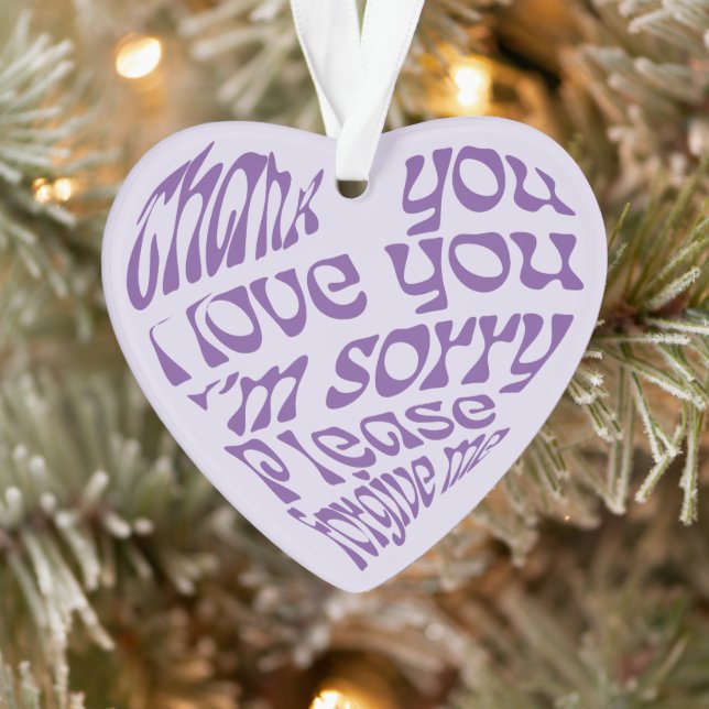 Ho'oponopono Texte en forme de coeur violet (Arbre)
