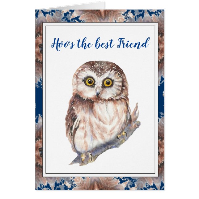 Hoo's The Best Friend Cute Little Owl Bird (Devant)