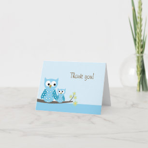 Hoot Owl Blue Folded Merci carte de note