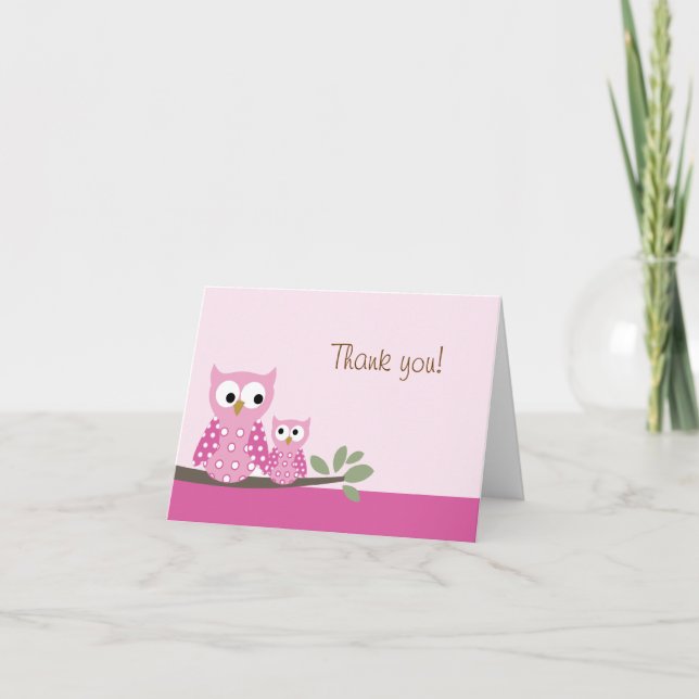 Hoot Owl Pink Follot Merci carte de note (Devant)
