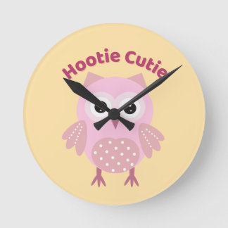 Hootie Cutie Horloge Murale Chouette Rose