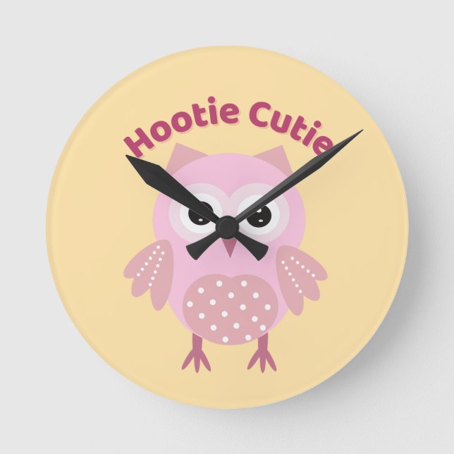 Hootie Cutie Horloge Murale Chouette Rose (Recto)
