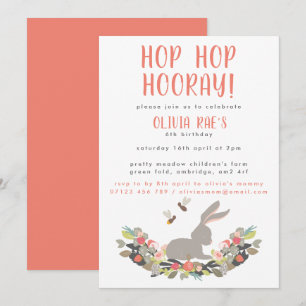 Hop Hop Hooray Rabbit Anniversaire Fête Invitation