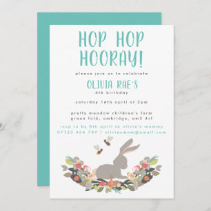 Hop Hop Hooray Rabbit Anniversaire Fête Invitation