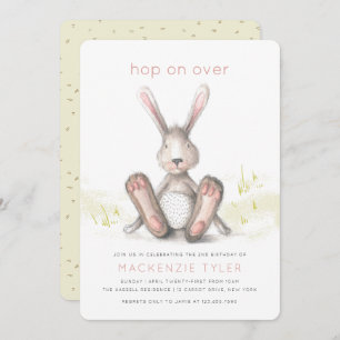 Hop on Over Bunny Rabbit Anniversaire Invitation