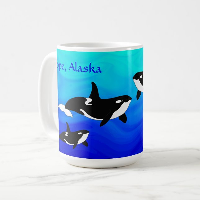 Hope, Alaska Orcas - 15 oz. Combo mug (Devant gauche)