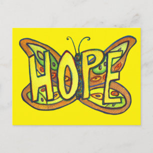 Hope Butterfly Word Art Cartes postales inspirante