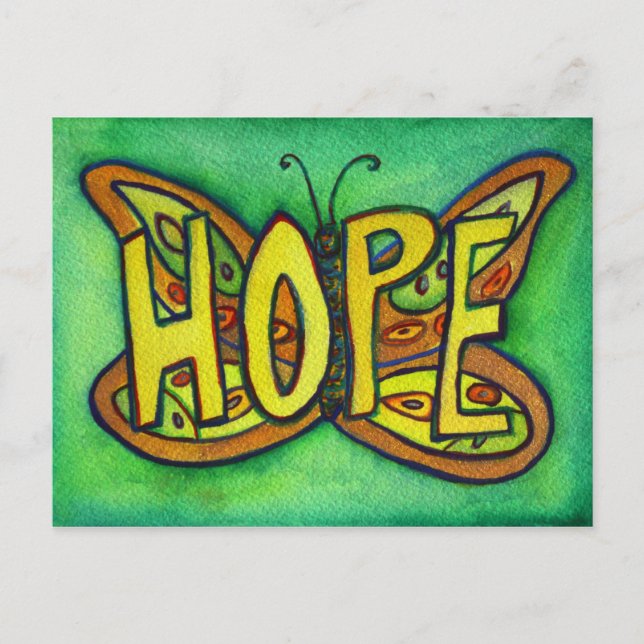 Hope Butterfly Word Art Inspiration carte postale (Devant)