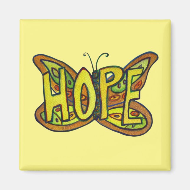 Hope Butterfly Word Art Magnet inspiré (Devant)