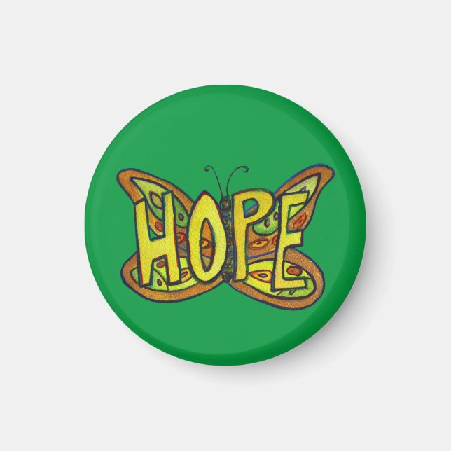 Hope Butterfly Word Art Magnets inspirants (Devant)