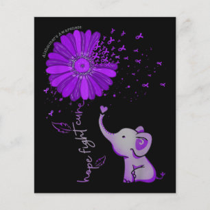 Hope Fight Cute Elephant Alzheimer's Purple Ribbon