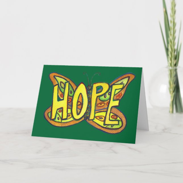 Hope Green Butterfly Art Note de la carte de voeux (Devant)