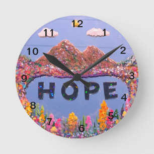 HOPE image miroir peint Horloge murale