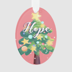 Hope & Love Carton Arbre de Noël rose